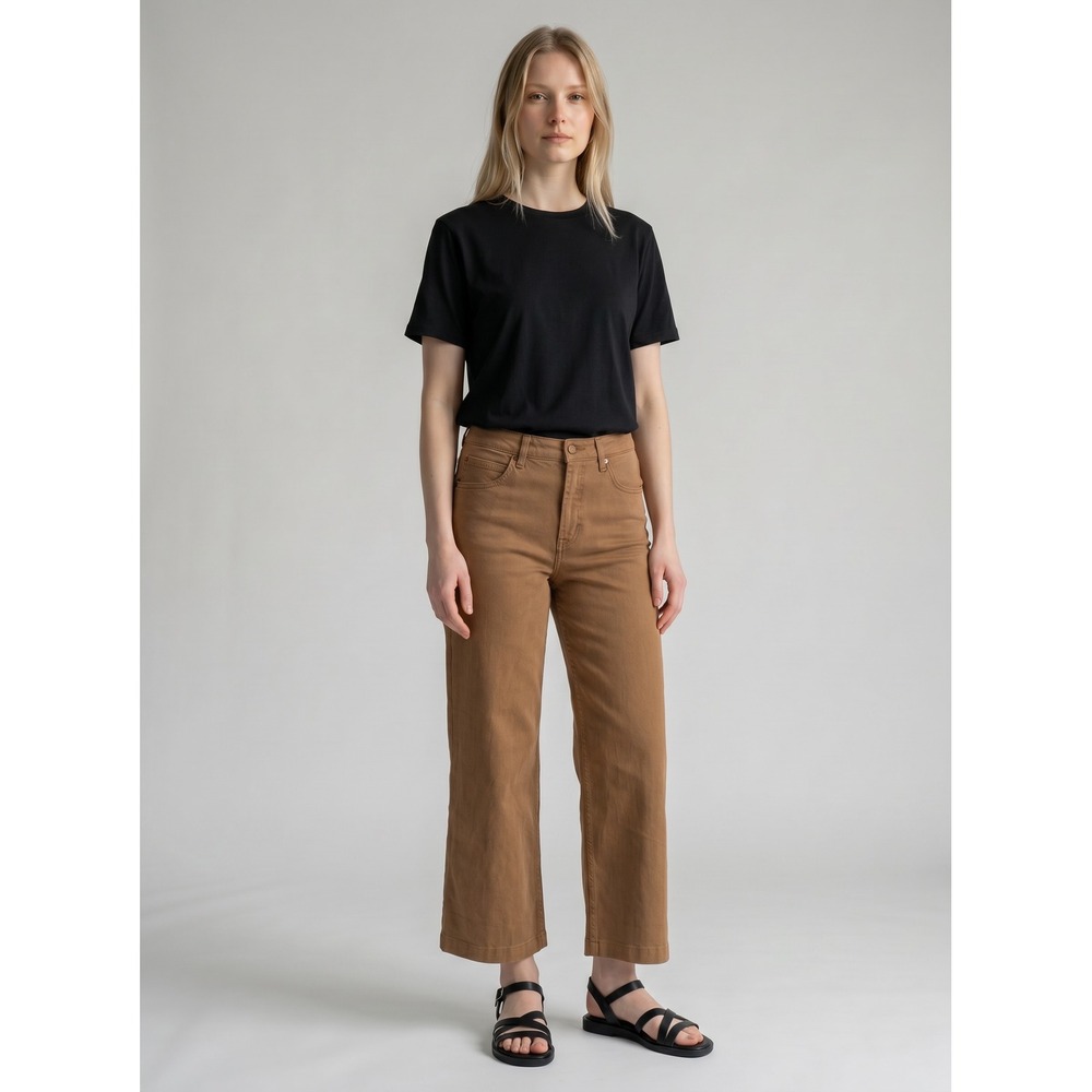 Oat New York Tobacco Brown Wide Leg Crop Pants High Rise Size 10/30 1041-SJMX